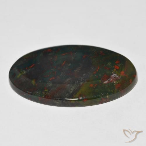 Pietra del sangue Verde e Rosso naturale da 34.27 ct, Ovale, Opaco