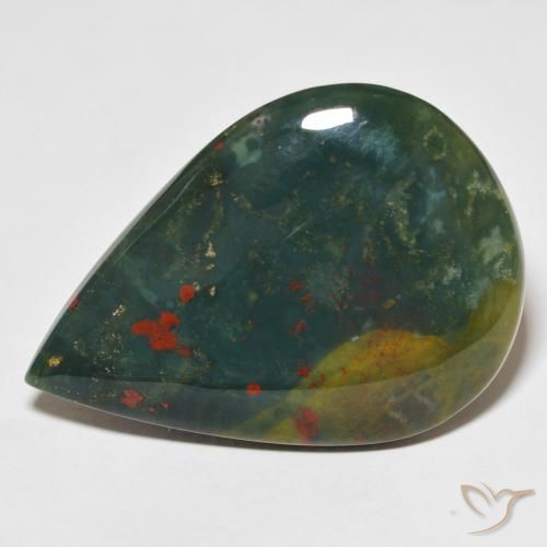 25.40ct Naturale Verde e Rosso Pietra del sangue, Forma a pera, Opaco