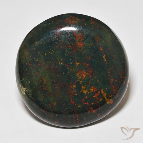 34.68ct Naturale Verde e Rosso Pietra del sangue, Rotondo, Opaco