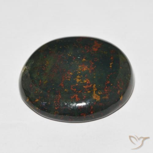 Pietra del sangue Verde e Rosso naturale da 34.68 ct, Rotondo, Opaco