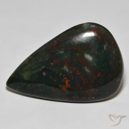Pietra del sangue Verde foresta naturale da 46.99 ct, Forma a pera, Opaco