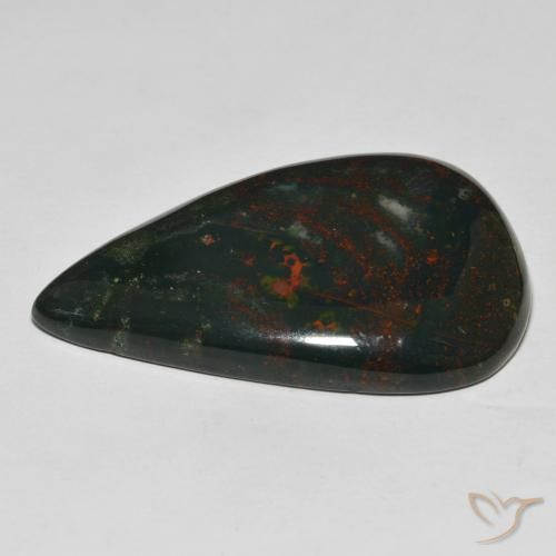 Pietra del sangue Verde foresta naturale da 46.99 ct, Forma a pera, Opaco