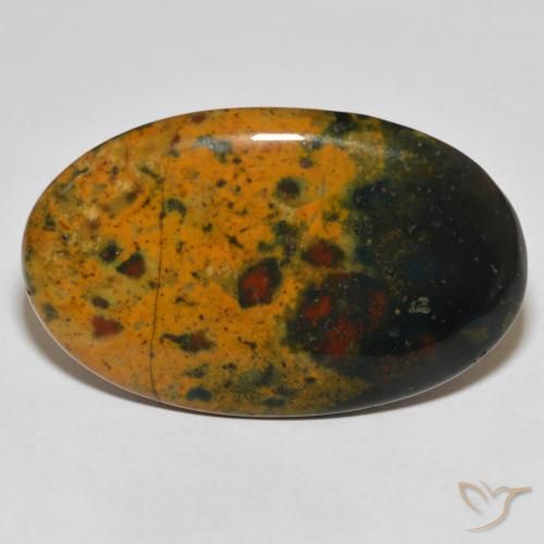 28.21ct Naturale Multicolore Pietra del sangue, Ovale, Opaco
