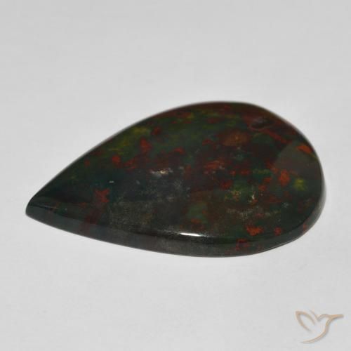 Pietra del sangue Verde e Rosso naturale da 33.07 ct, Forma a pera, Opaco