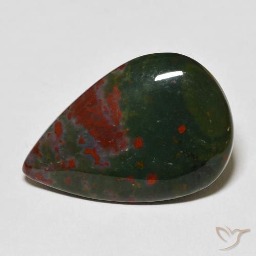 22.06ct Naturale Verde e Rosso Pietra del sangue, Forma a pera, Opaco