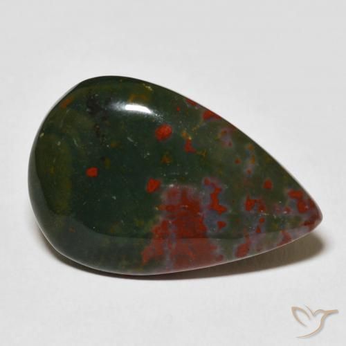 Eliotropio naturale verde da 22,06 ct, taglio a pera, opaco