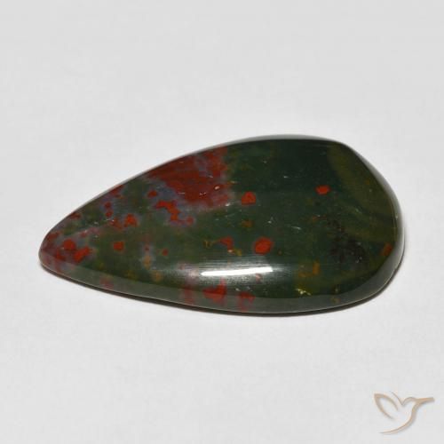 Eliotropio naturale verde da 22,06 ct, taglio a pera, opaco