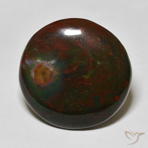 29.21ct Naturale Verde e Rosso Pietra del sangue, Rotondo, Opaco