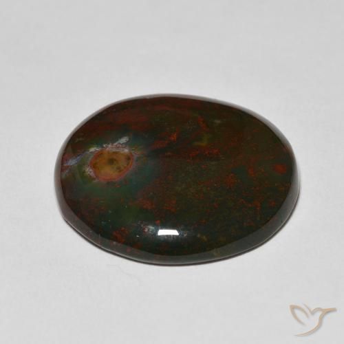 Pietra del sangue Verde e Rosso naturale da 29.21 ct, Rotondo, Opaco
