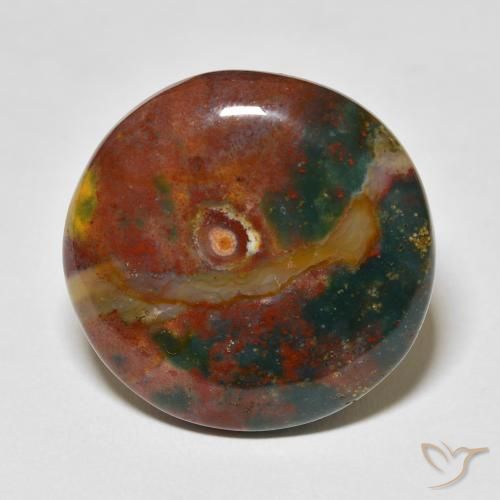 27.51ct Naturale Multicolore Pietra del sangue, Rotondo, Opaco