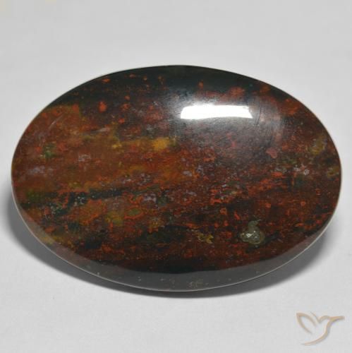 44.08ct Naturale Multicolore Pietra del sangue, Ovale, Opaco