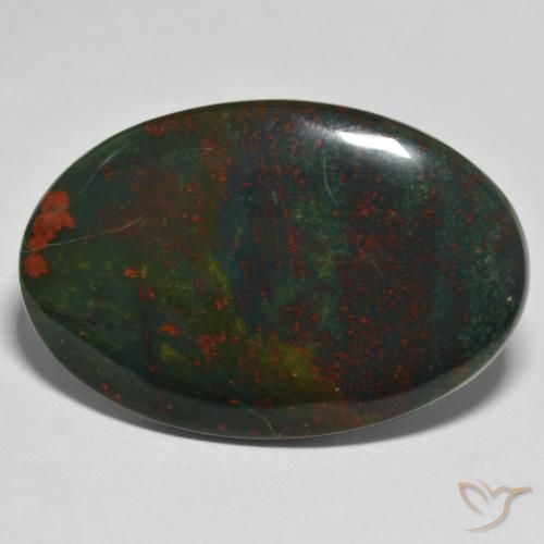 32.64ct Naturale Verde e Rosso Pietra del sangue, Ovale, Opaco