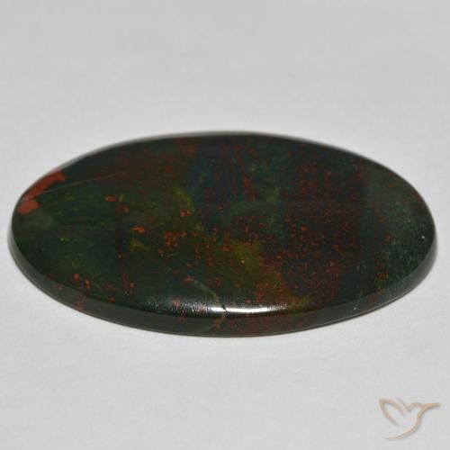 Pietra del sangue Verde e Rosso naturale da 32.64 ct, Ovale, Opaco