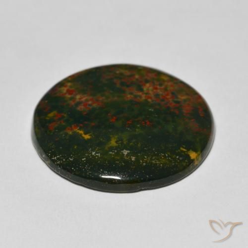 Pietra del sangue Verde e Rosso naturale da 25.91 ct, Taglio rotondo, Opaco