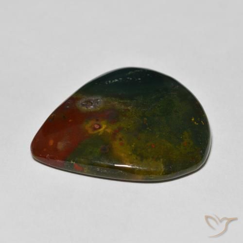 Pietra del sangue Verde scuro naturale da 38.95 ct, Forma a pera, Opaco