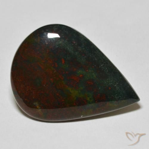 23.05ct Naturale Verde e Rosso Pietra del sangue, Forma a pera, Opaco