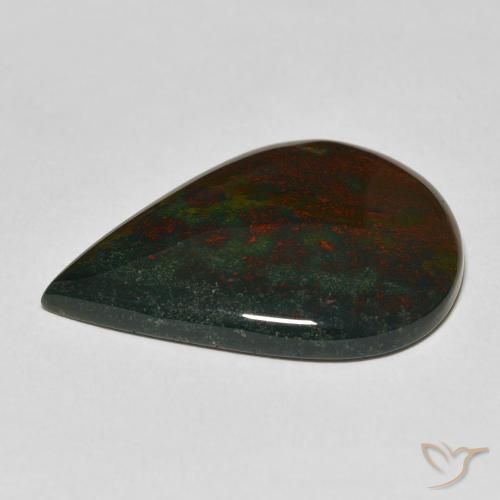 Pietra del sangue Verde e Rosso naturale da 23.05 ct, Forma a pera, Opaco