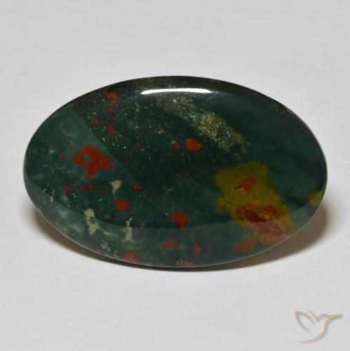 38.07ct Naturale Verde scuro Pietra del sangue, Ovale, Opaco