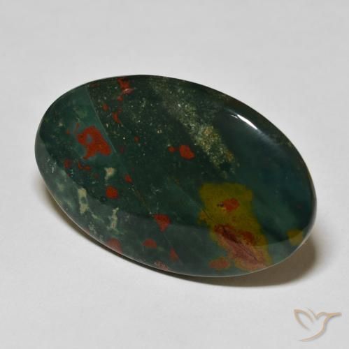 Pietra del sangue Verde scuro naturale da 38.07 ct, Ovale, Opaco