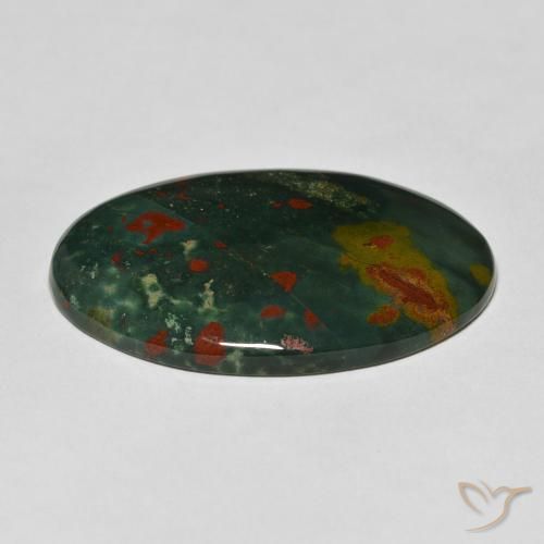Pietra del sangue Verde scuro naturale da 38.07 ct, Ovale, Opaco