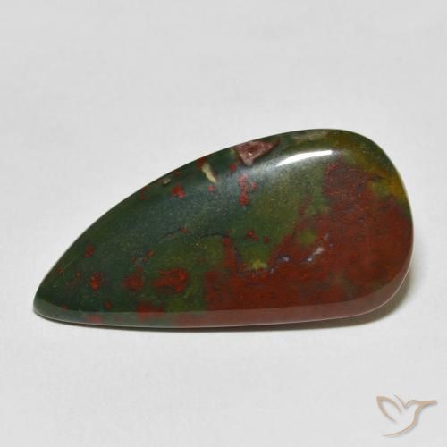 17.16ct Naturale Verde e Rosso Pietra del sangue, Forma a pera, Opaco