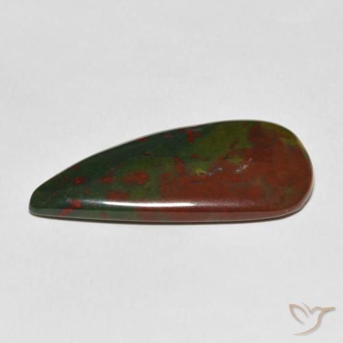 Pietra del sangue Verde e Rosso naturale da 17.16 ct, Forma a pera, Opaco