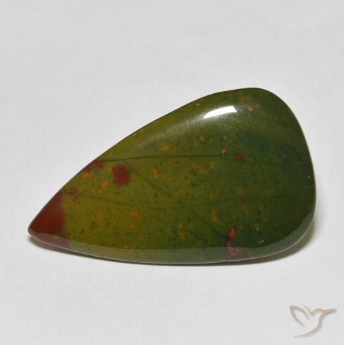 20.29ct Naturale Verde e Rosso Pietra del sangue, Forma a pera, Opaco