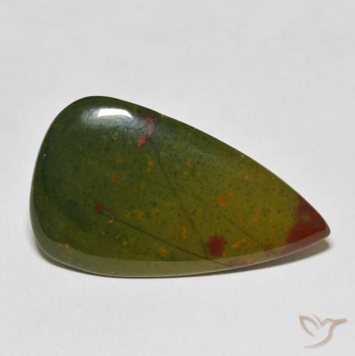 Pietra del sangue Verde e Rosso naturale da 20.29 ct, Forma a pera, Opaco