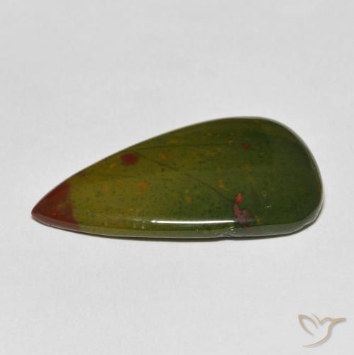 Pietra del sangue Verde e Rosso naturale da 20.29 ct, Forma a pera, Opaco