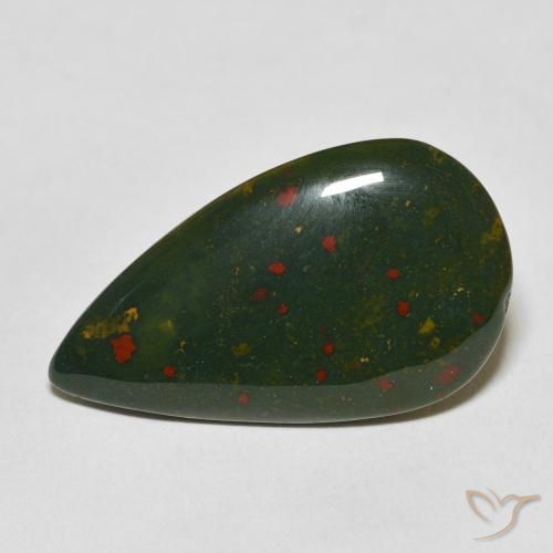 15.48ct Naturale Verde e Rosso Pietra del sangue, Forma a pera, Opaco