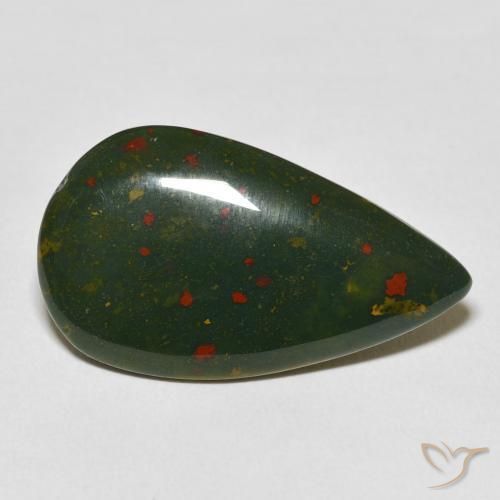 Pietra del sangue Verde e Rosso naturale da 15.48 ct, Forma a pera, Opaco