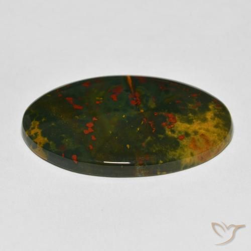 Pietra del sangue Verde e Rosso naturale da 38.49 ct, Ovale, Opaco