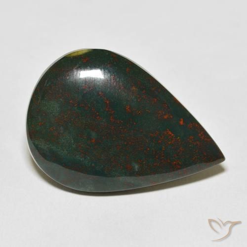 25.50ct Naturale Verde e Rosso Pietra del sangue, Forma a pera, Opaco