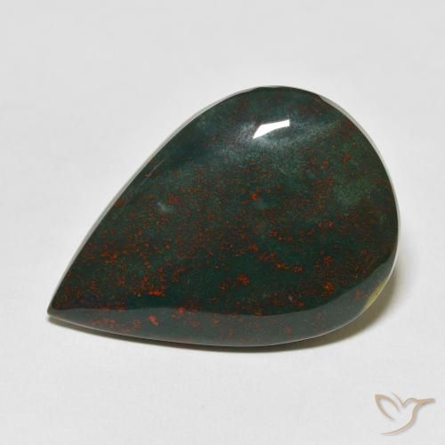 Pietra del sangue Verde e Rosso naturale da 25.50 ct, Forma a pera, Opaco