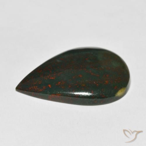Pietra del sangue Verde e Rosso naturale da 25.50 ct, Forma a pera, Opaco
