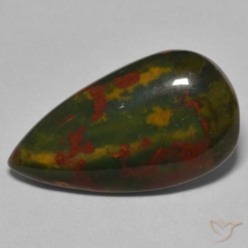 15.94ct Naturale Verde e Rosso Pietra del sangue, Forma a pera, Opaco