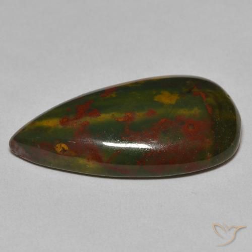 Pietra del sangue Verde e Rosso naturale da 15.94 ct, Forma a pera, Opaco