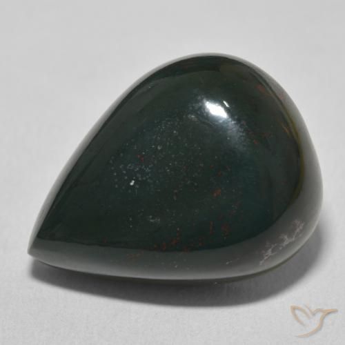 24.30ct Naturale Verde e Rosso Pietra del sangue, Forma a pera, Opaco