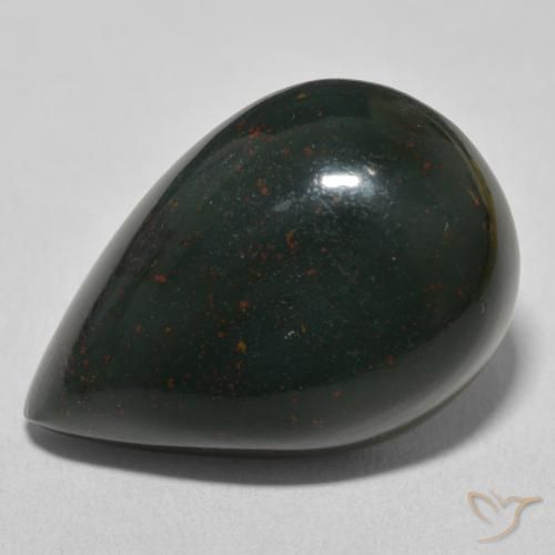 25.62ct Naturale Verde e Rosso Pietra del sangue, Forma a pera, Opaco