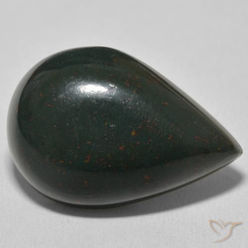 Pietra del sangue Verde e Rosso naturale da 25.62 ct, Forma a pera, Opaco
