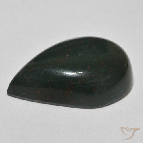 Pietra del sangue Verde e Rosso naturale da 25.62 ct, Forma a pera, Opaco
