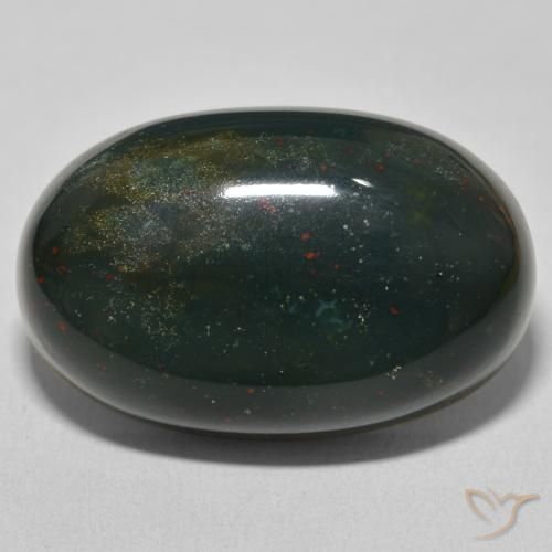 37.80ct Naturale Verde scuro Pietra del sangue, Ovale, Opaco