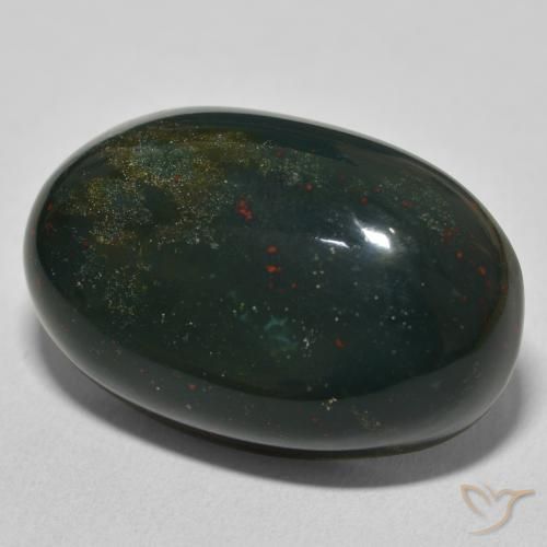Pietra del sangue Verde scuro naturale da 37.80 ct, Ovale, Opaco