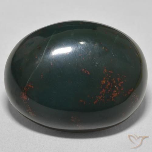 24.03ct Naturale Verde e Rosso Pietra del sangue, Ovale, Opaco