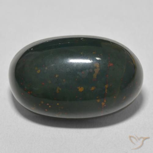 20.45ct Naturale Verde e Rosso Pietra del sangue, Ovale, Opaco