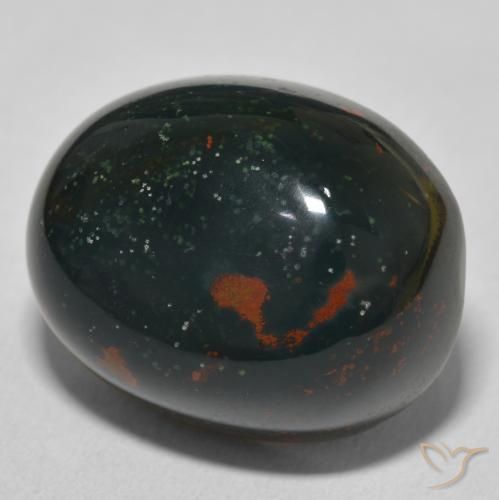 Pietra del sangue Verde scuro naturale da 32.22 ct, Ovale, Opaco