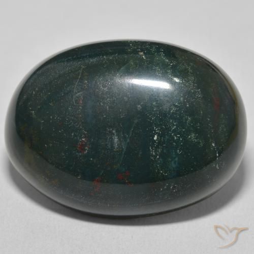 44.03ct Naturale Verde foresta Pietra del sangue, Ovale, Opaco