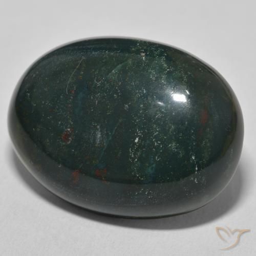 Pietra del sangue Verde foresta naturale da 44.03 ct, Ovale, Opaco