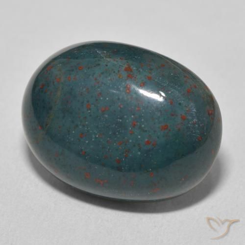 Pietra del sangue Verde scuro medio naturale da 14.14 ct, Ovale, Opaco