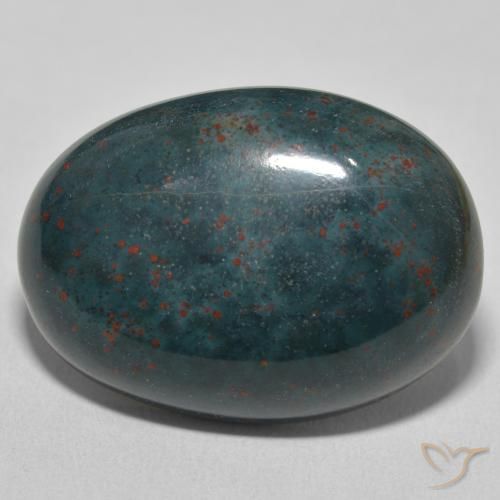 30.84ct Naturale Verde multicolore Pietra del sangue, Ovale, Opaco